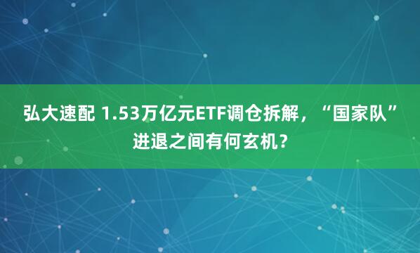 弘大速配 1.53万亿元ETF调仓拆解，“国家队”进退之间有何玄机？